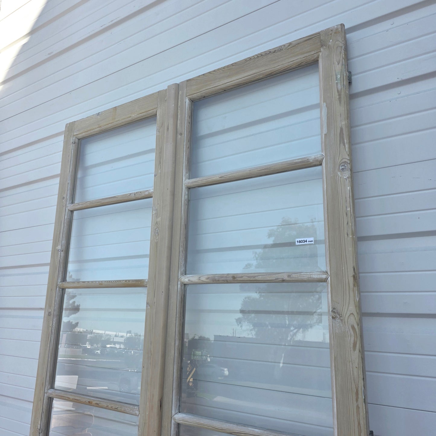 Pair of Wood French Doors w/8 Beveled Glass Panes
