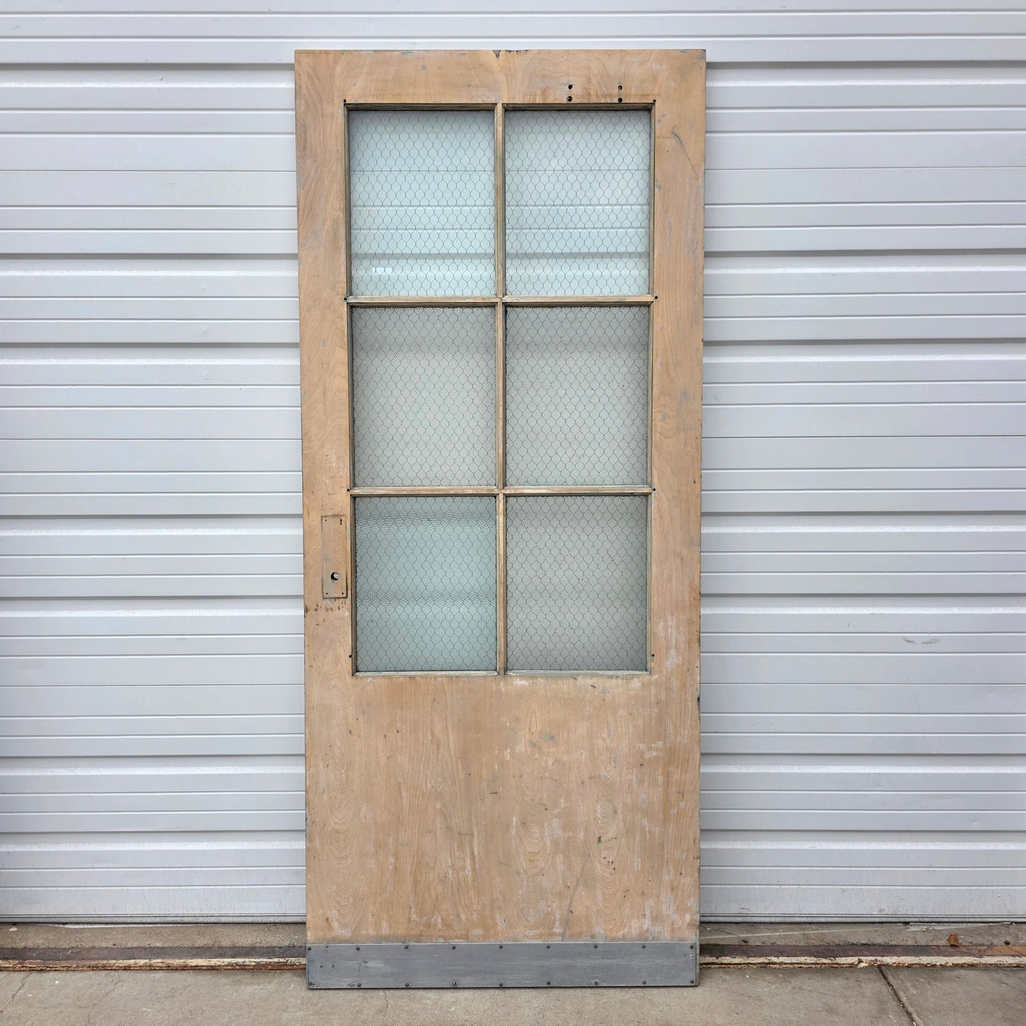 Vintage Wooden Door with Chicken Wire Glass
