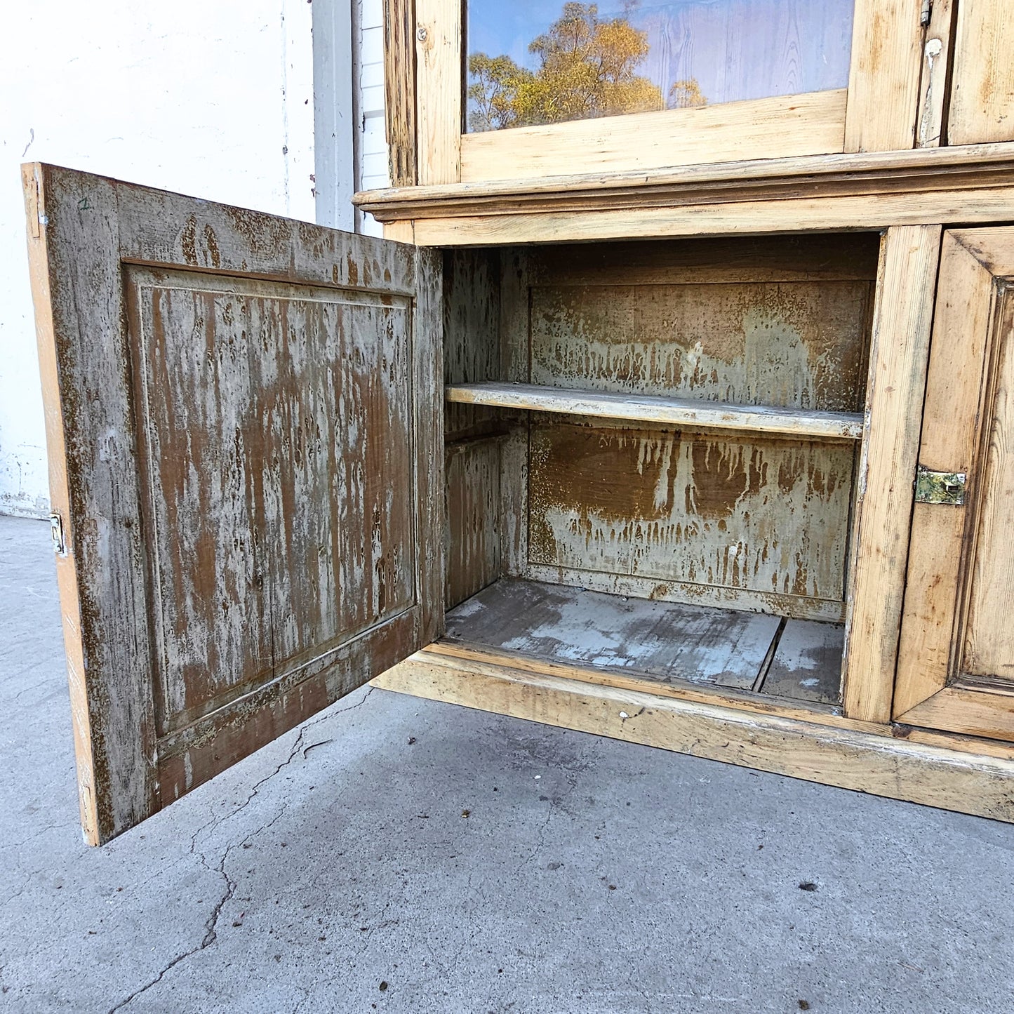 Antique 3-Section Wood Display Cabinet