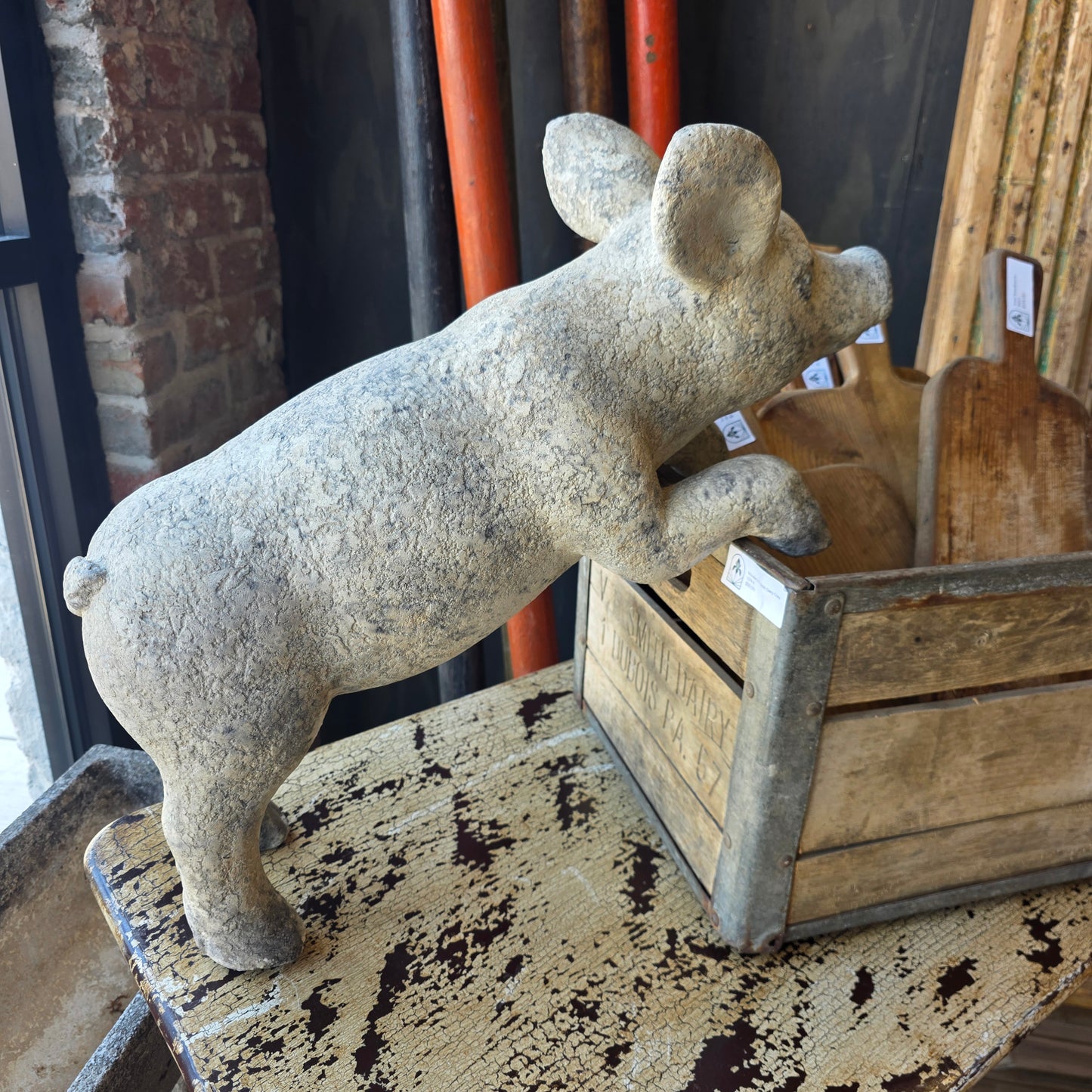 Small Plaster Standing Pig