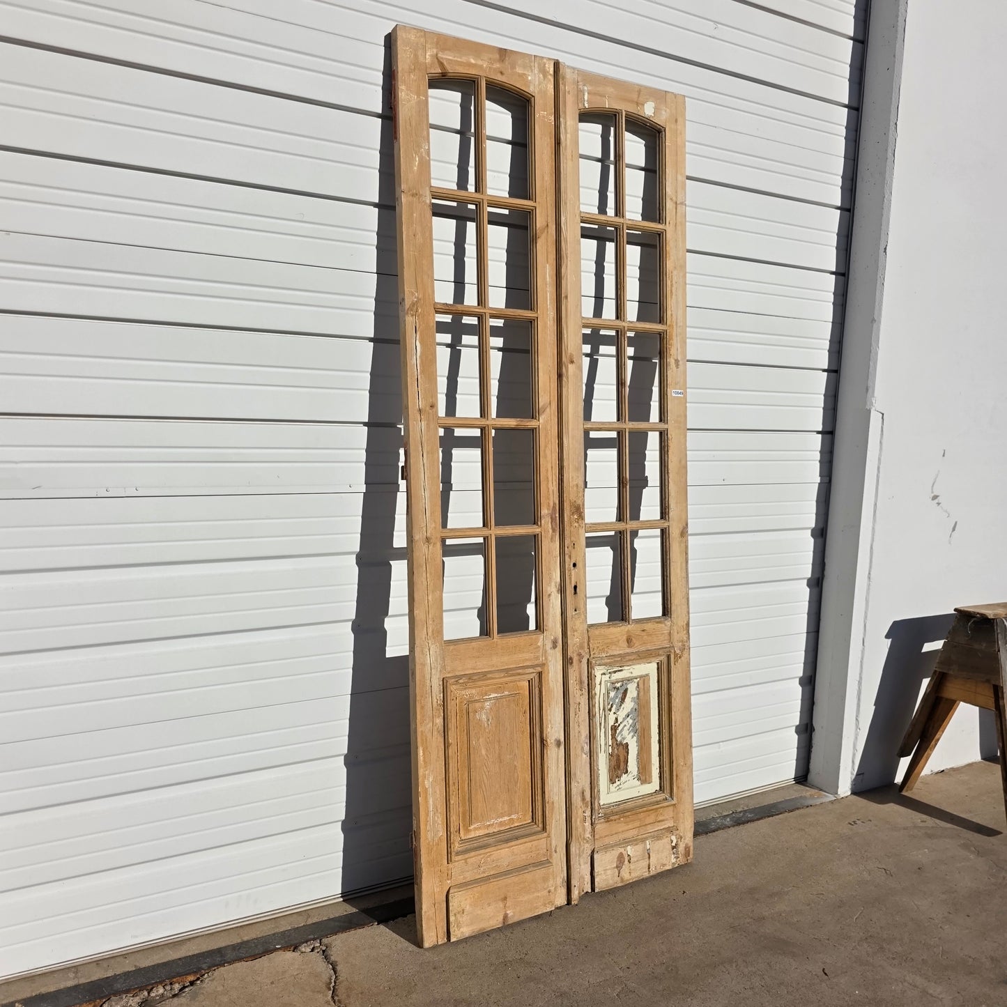 Pair of 10 Lite Distressed Antique French Doors
