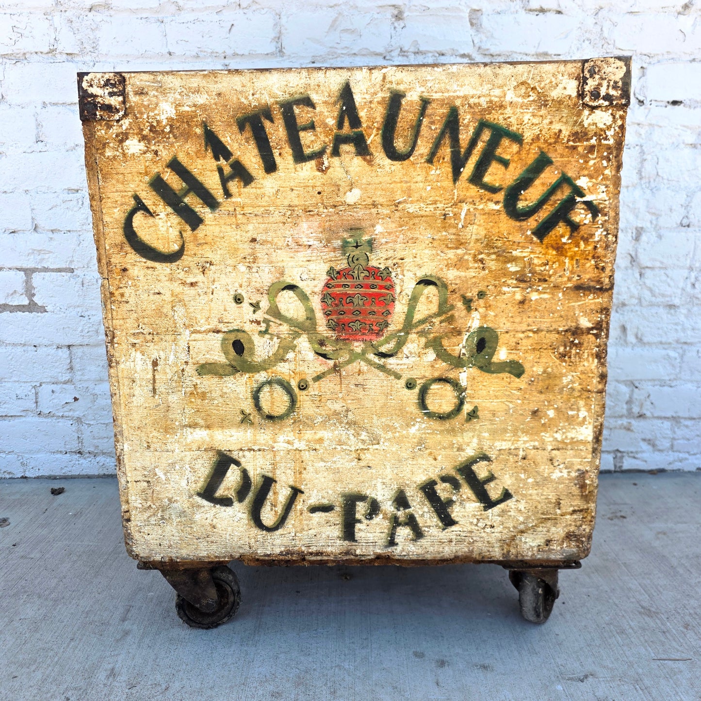 French Painted Chateauneuf Du-Pape Vineyard Cart