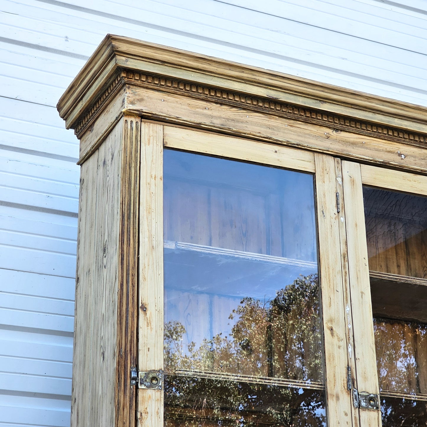 Antique 3-Section Wood Display Cabinet