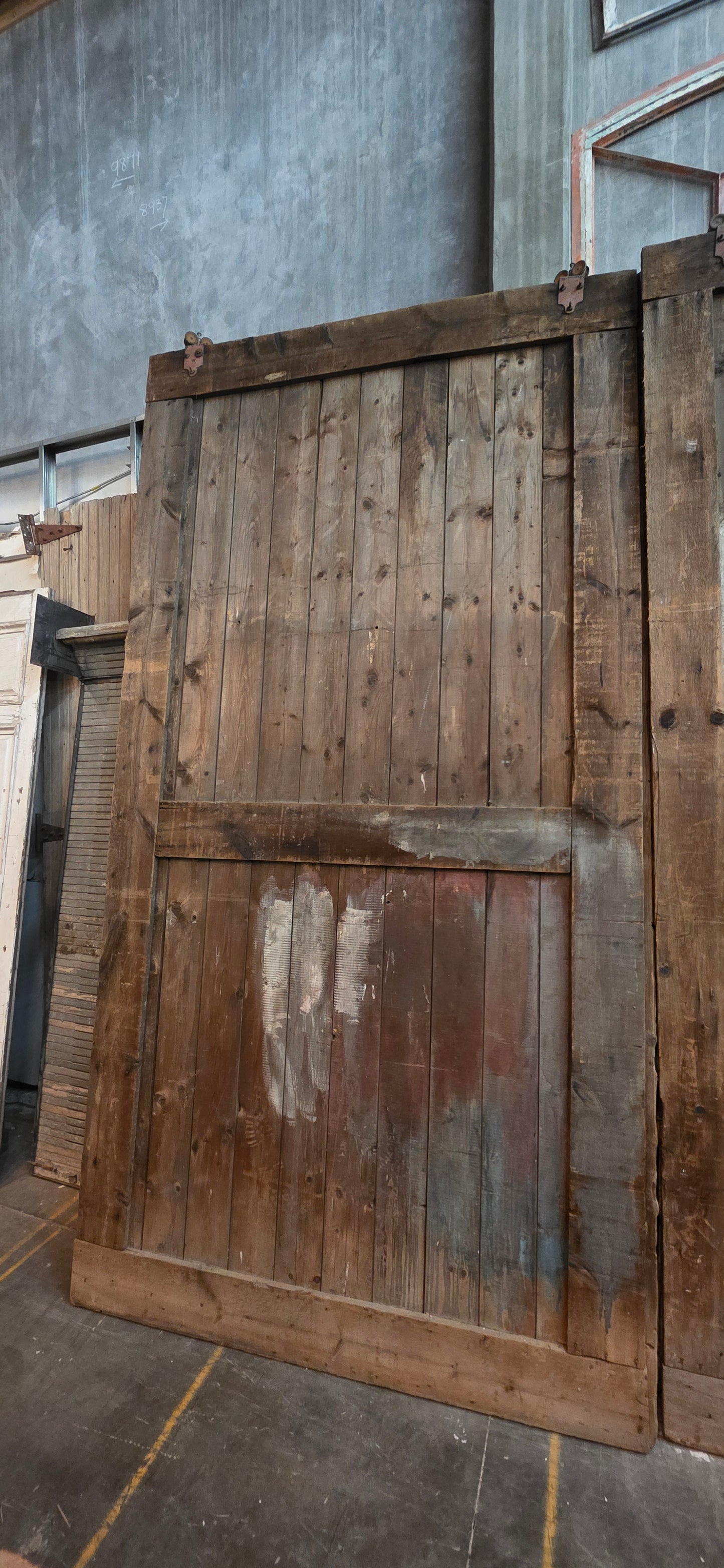Pair of 11 Panel Natural Wood Barn Doors