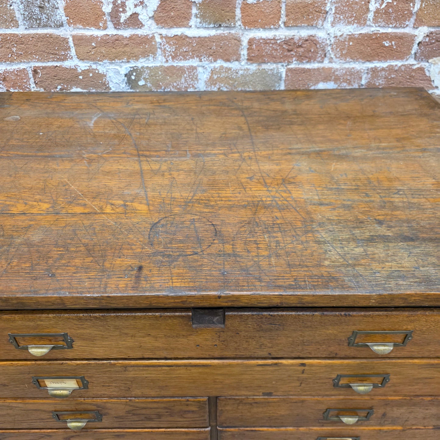 Antique Oak Flat File/ Map Cabinet
