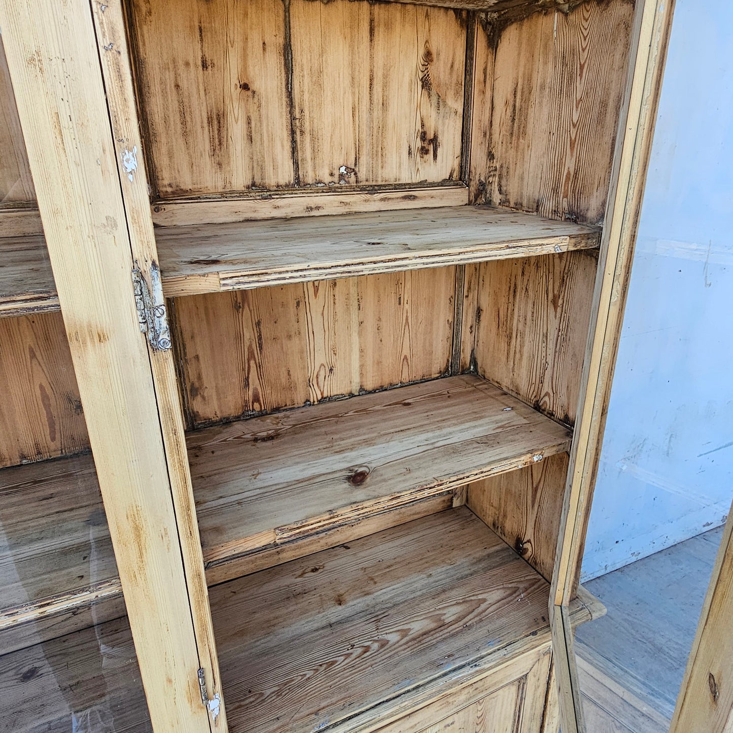 Antique 3-Section Wood Display Cabinet