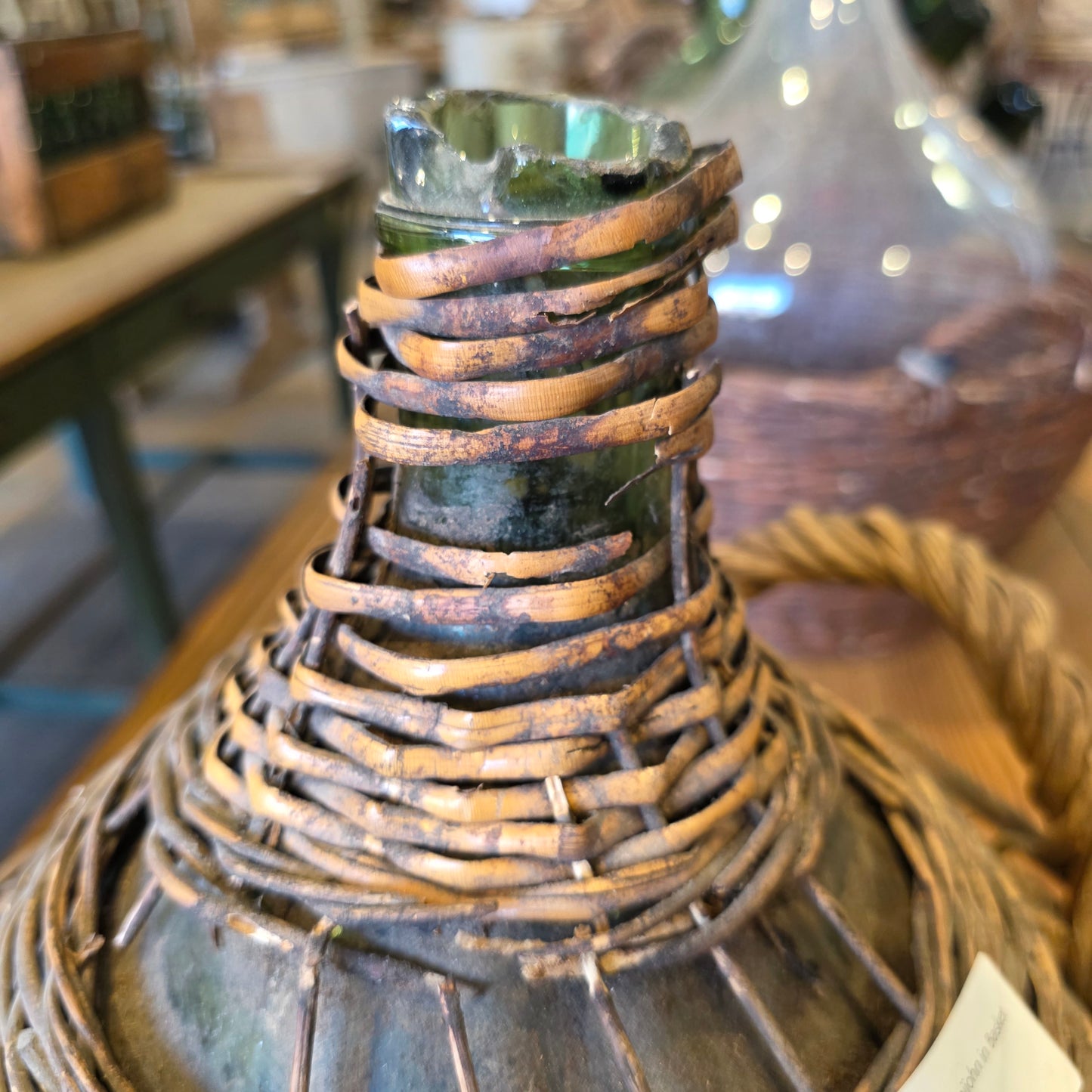 Small Wine Demijohn in Basket