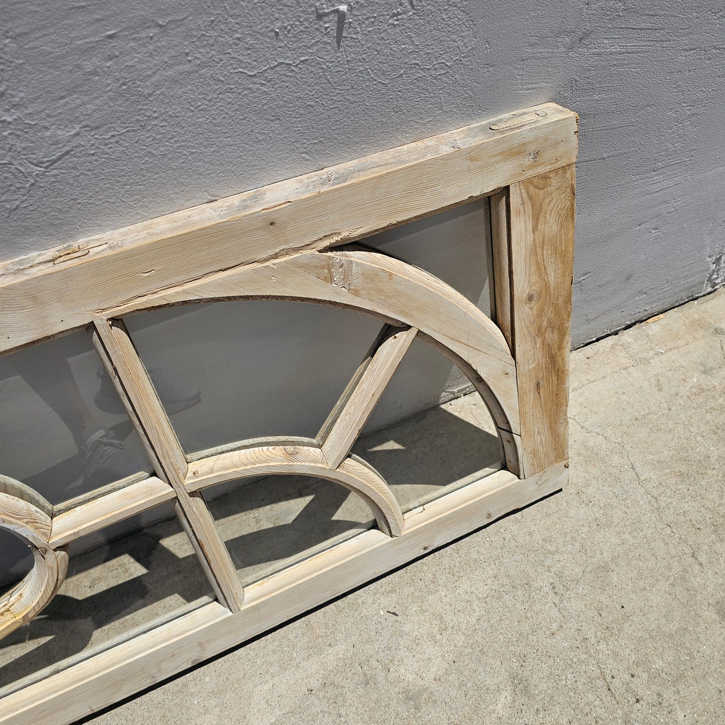 Stripped Wood Transom Window with 13 Lites