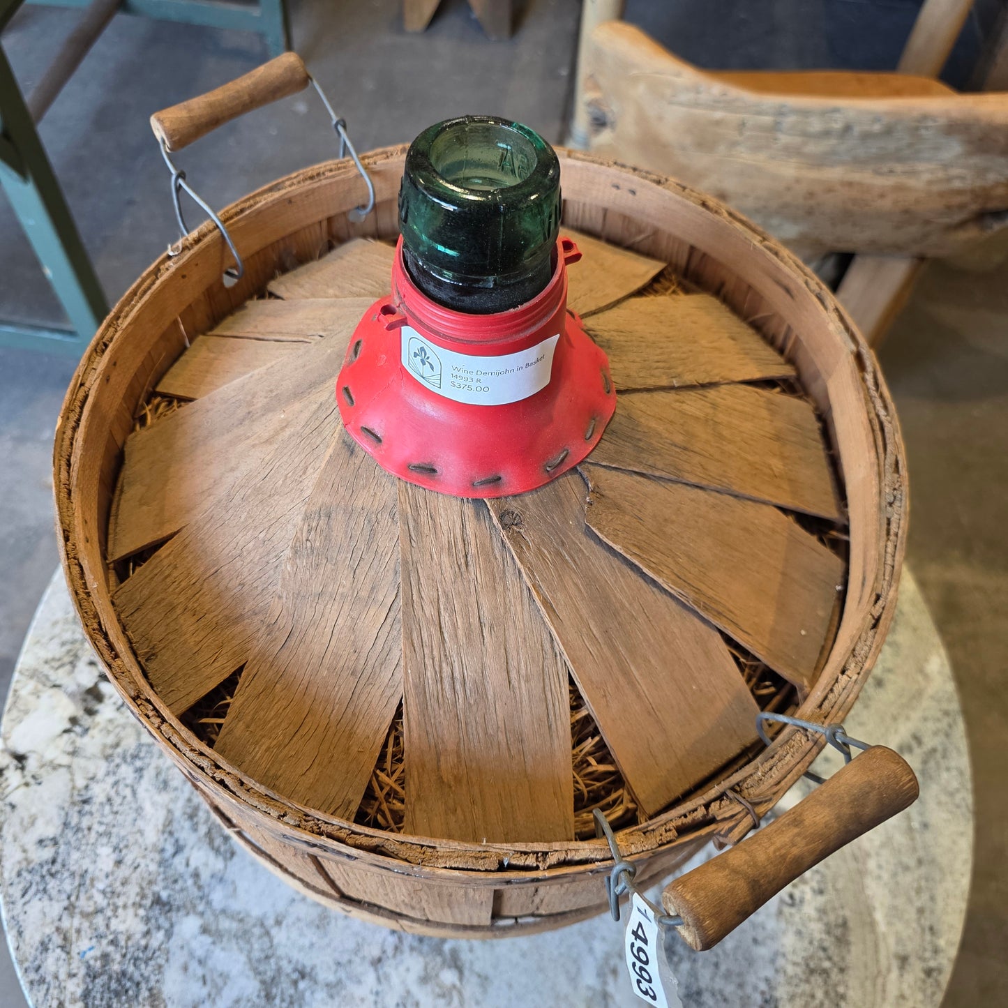 French Wine Demijohn in Basket