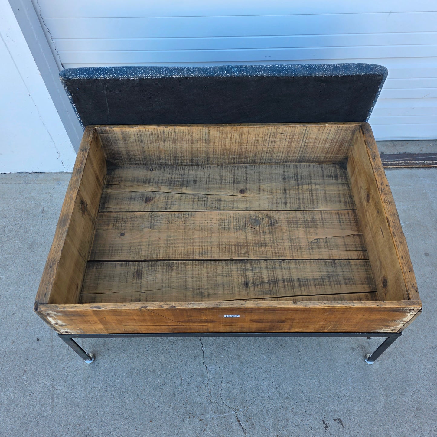 Raisin Box Ottoman with Blue Batik Top