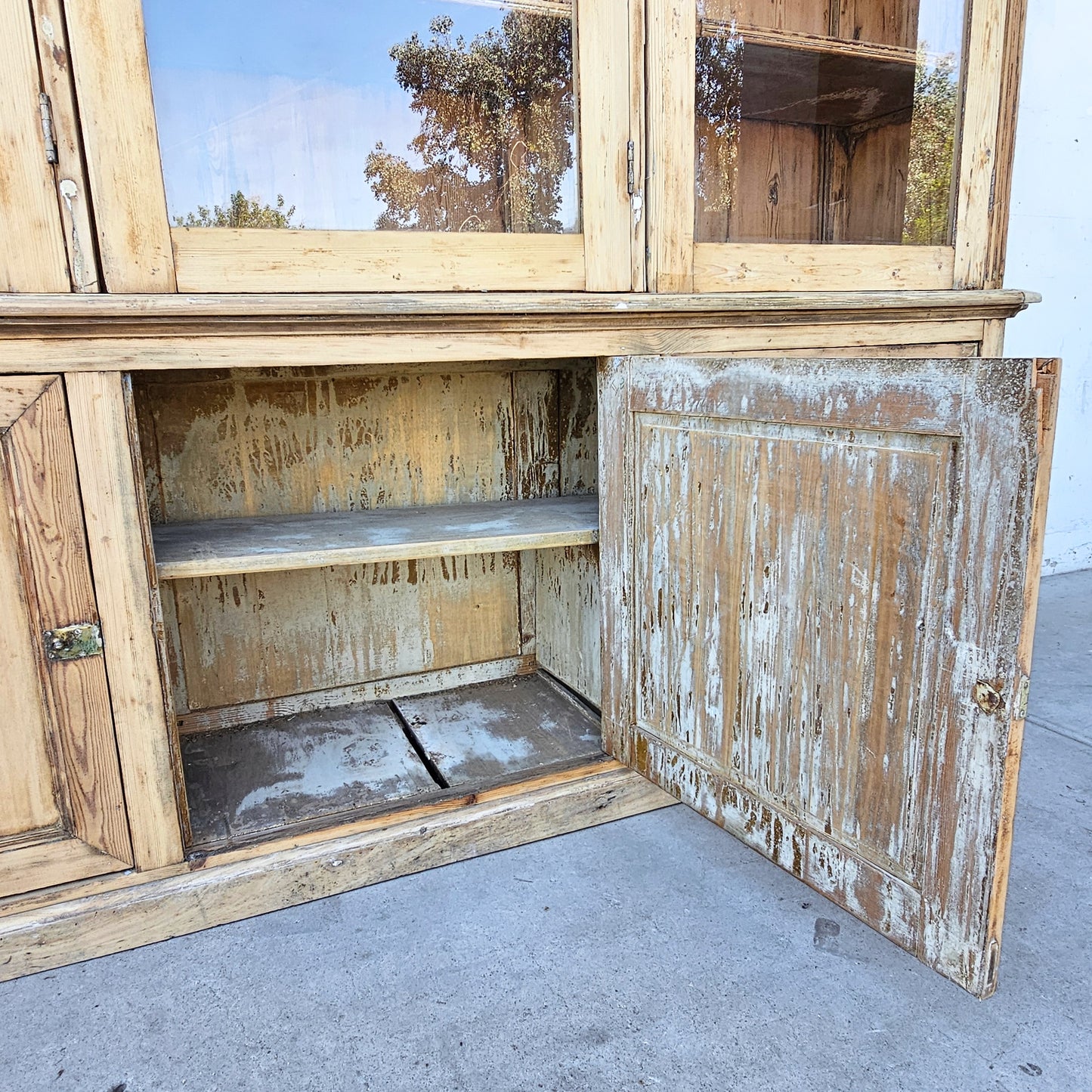 Antique 3-Section Wood Display Cabinet