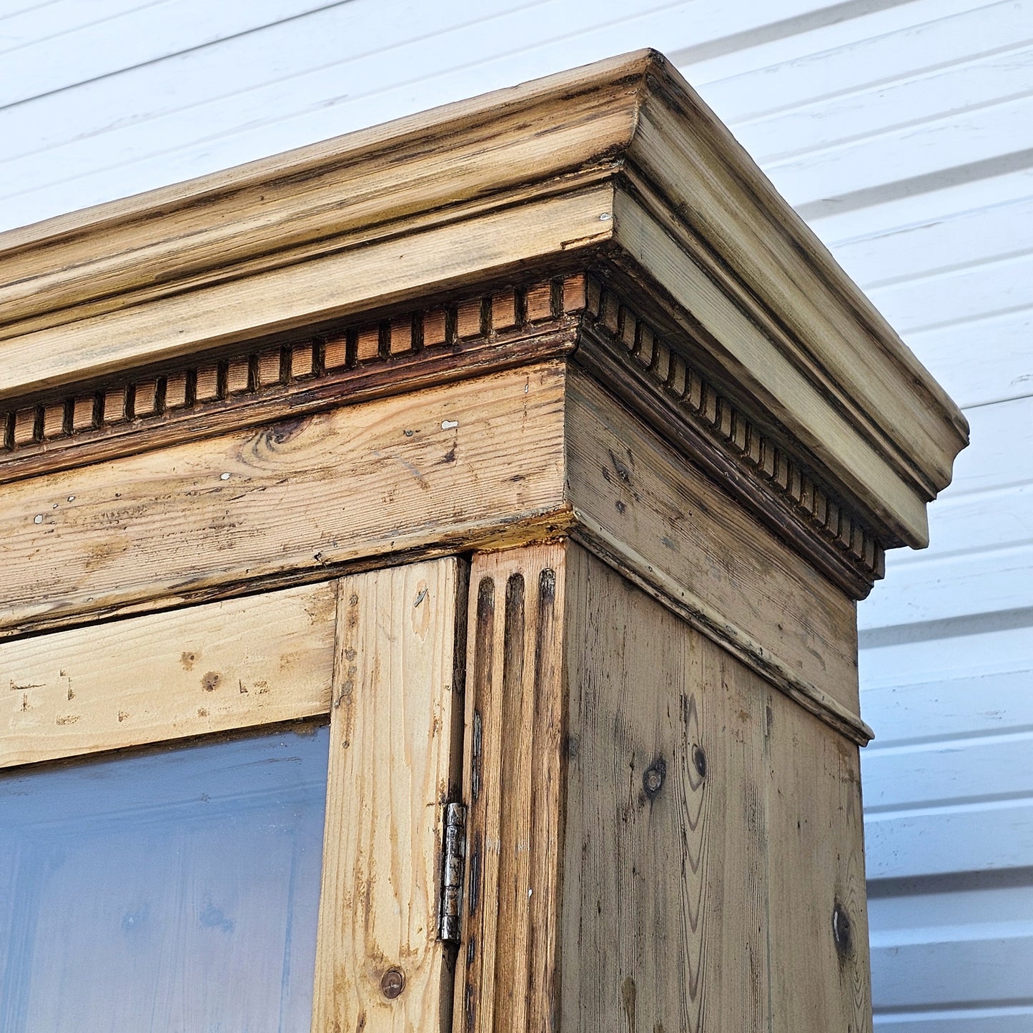 Antique 3-Section Wood Display Cabinet