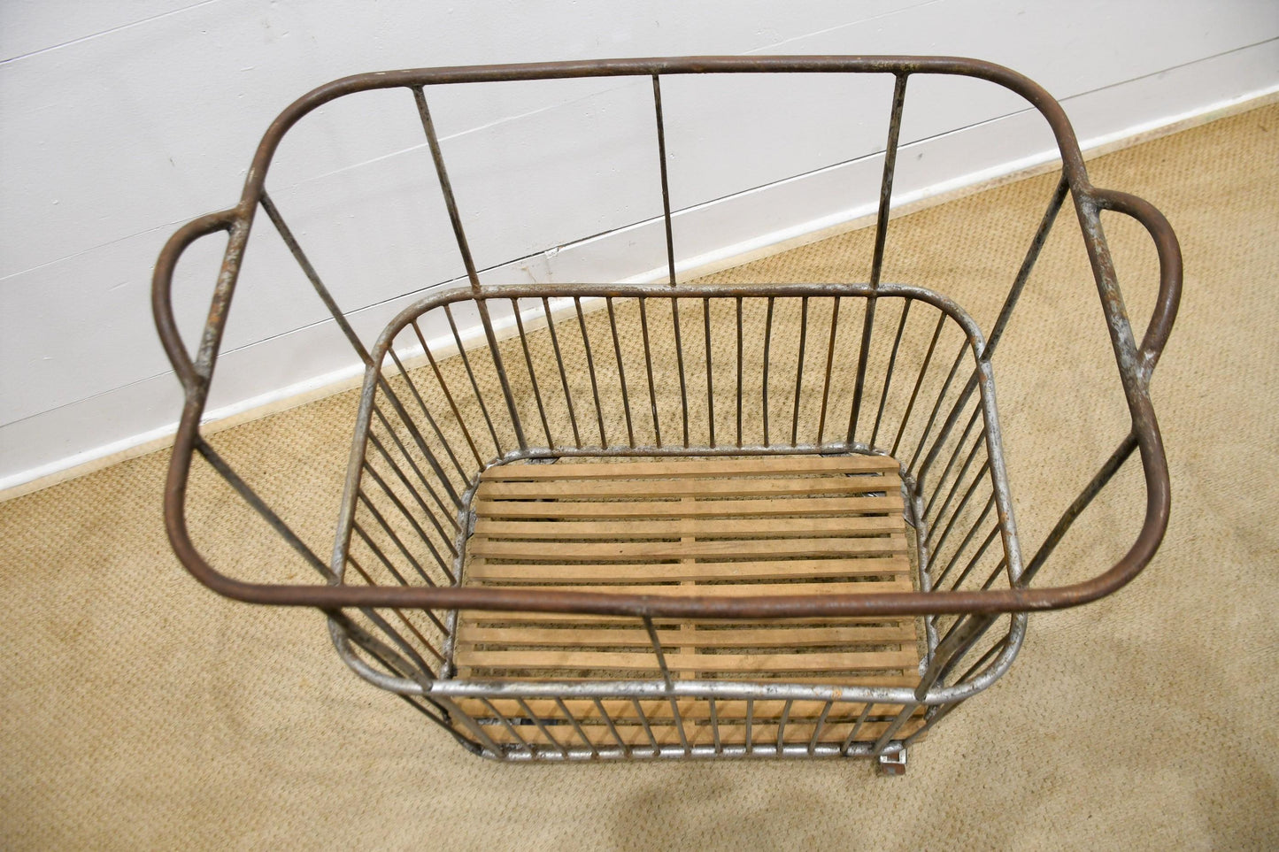 Metal French Baguette Bread Basket/Trolley on Casters