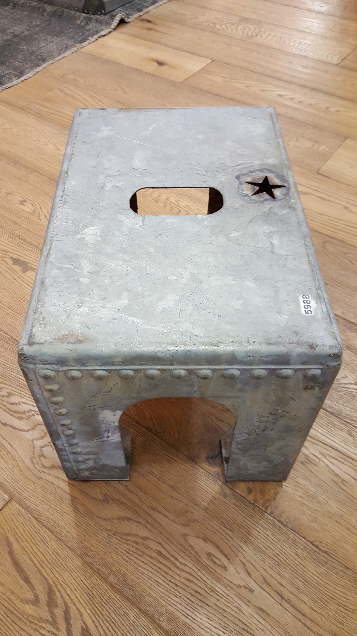 Riveted Galvanized Metal Step Stool