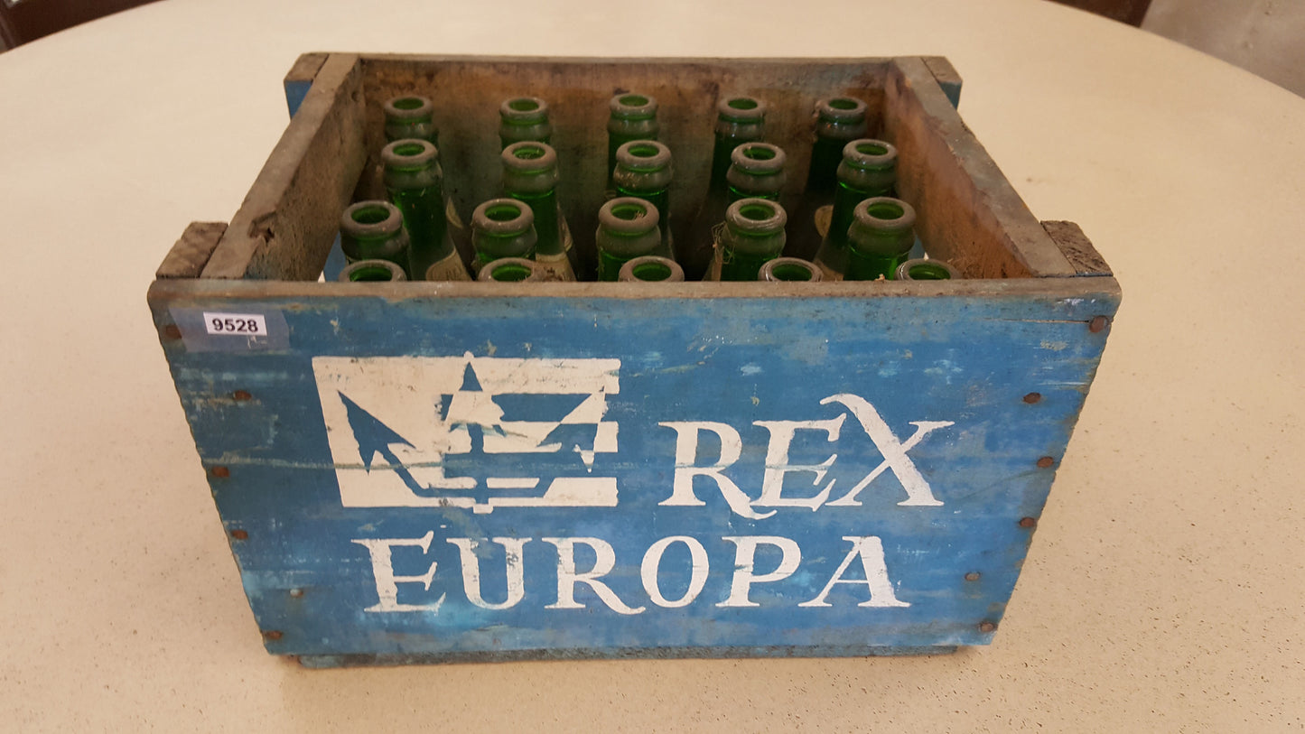 Small Blue Crate with Bottles