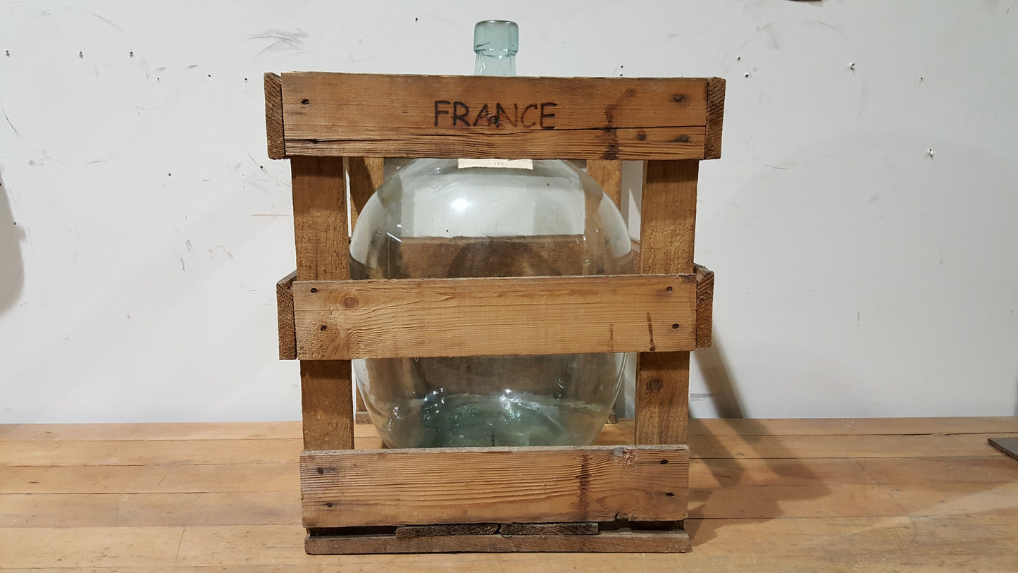 Clear Glass Demijohn Wine Bottle in Crate