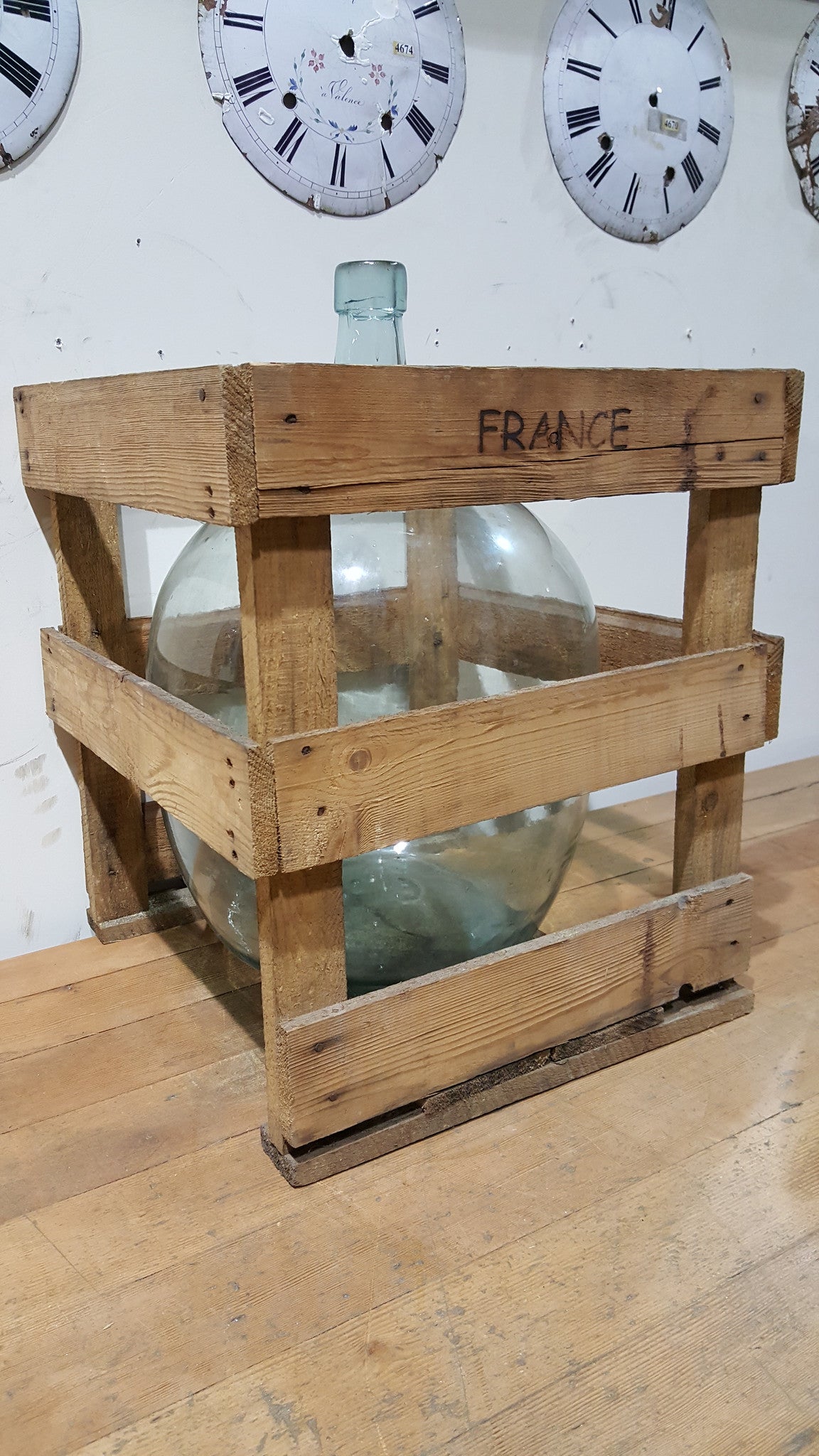 Clear Glass Demijohn Wine Bottle in Crate