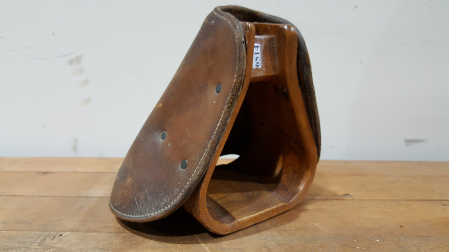 U.S. Military Leather Covered Stirrup (equestrian decor)