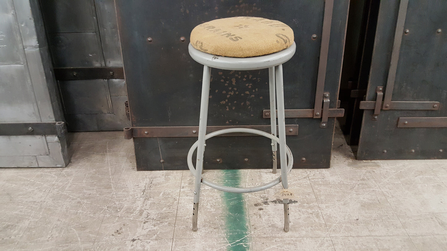 Round Metal Stool w. Vintage Cushion