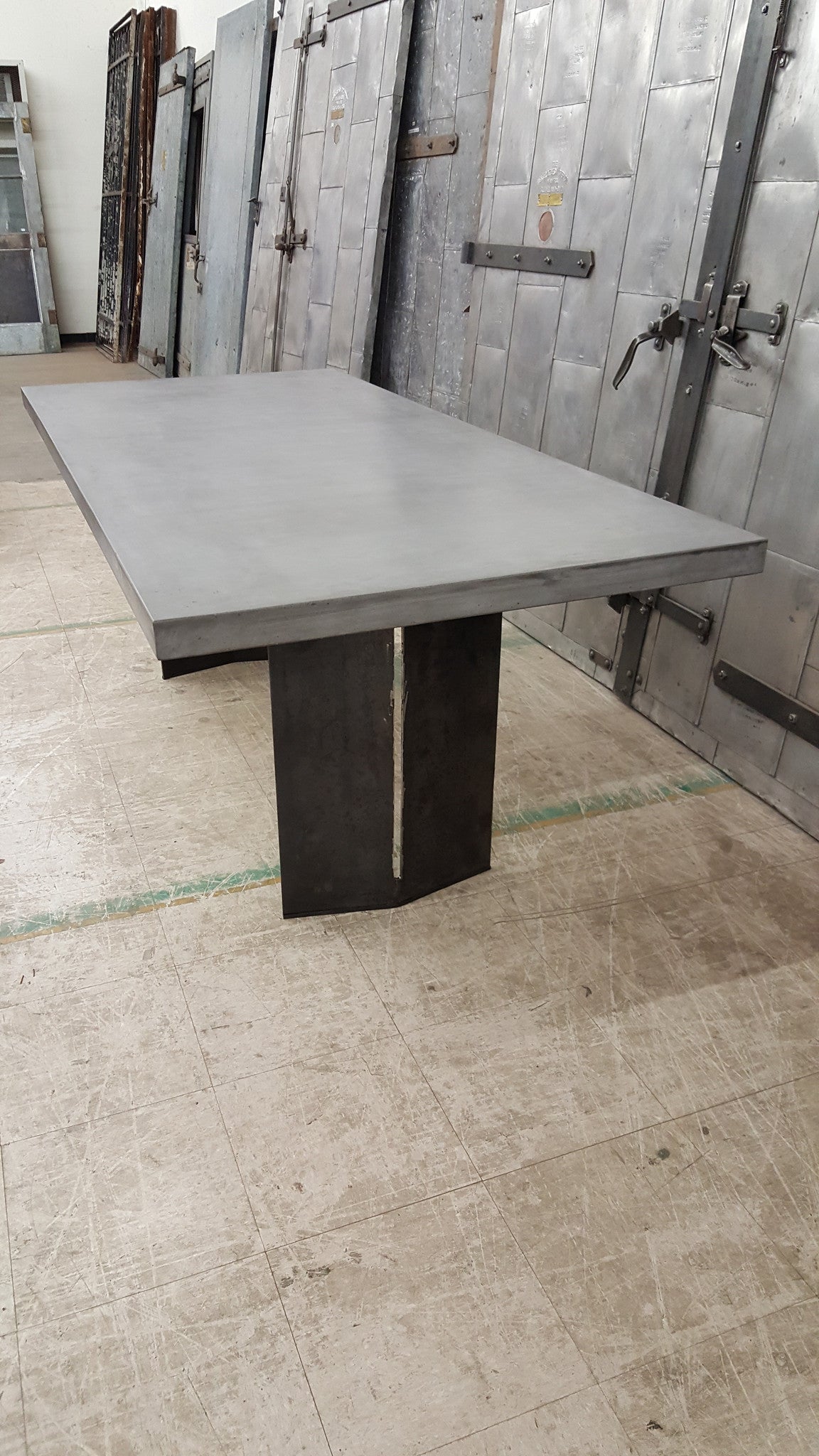 Industrial Concrete & Iron Dining Table
