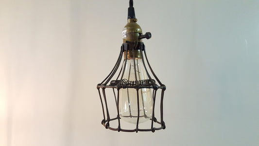 Antique French Caged Pendant Light