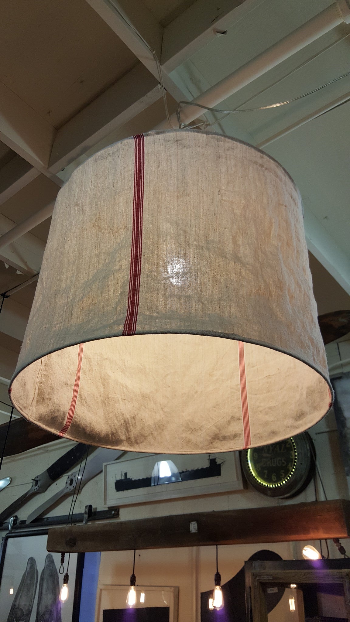 Round French Grain Sack Lamp Shade