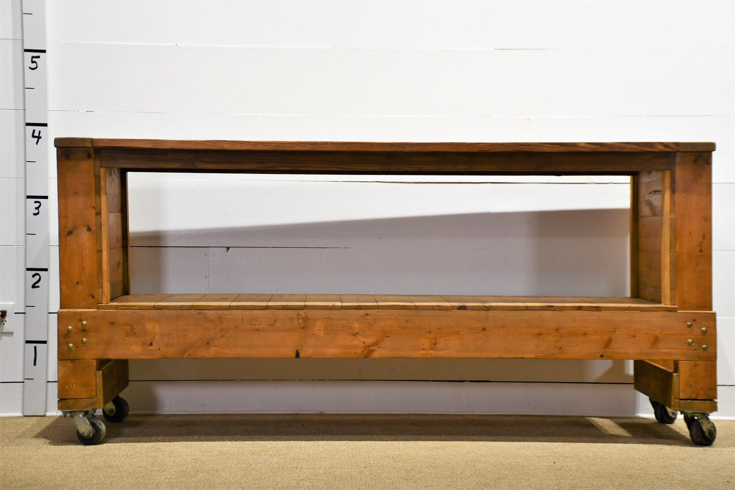Long Wooden Industrial Work Table / Island