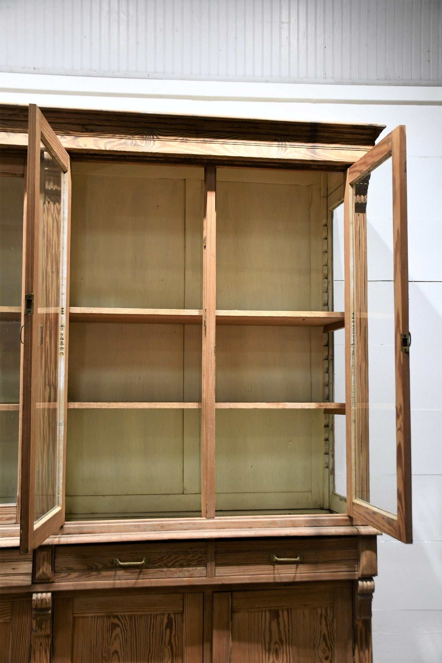 French Two Piece Antique Retail Display Cabinet