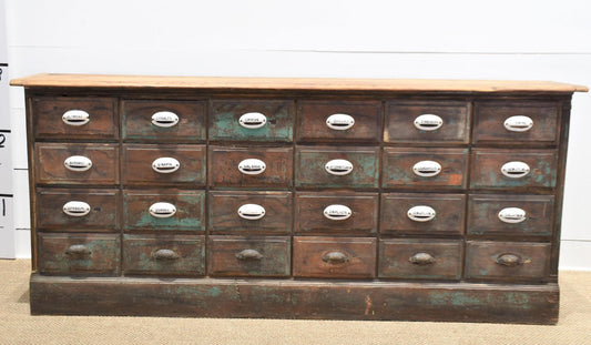 24 Drawer Painted Antique Apothecary Cabinet / Island