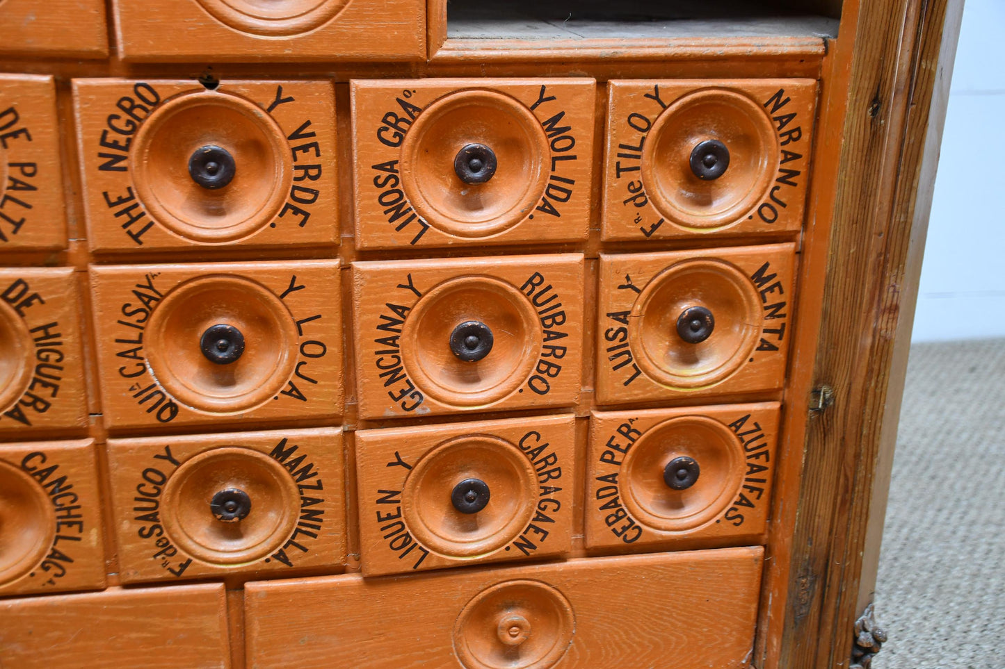 Spanish Antique Apothecary Cabinet, ca. 1800s with Original Bottles