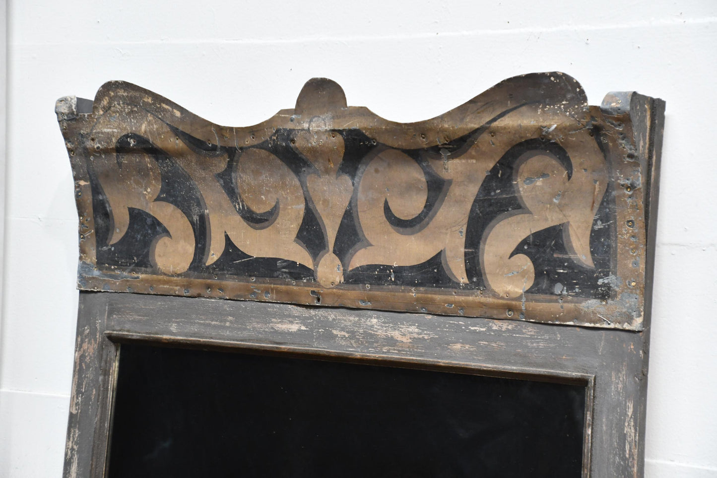 French Wood and Metal Rectangle Mirror