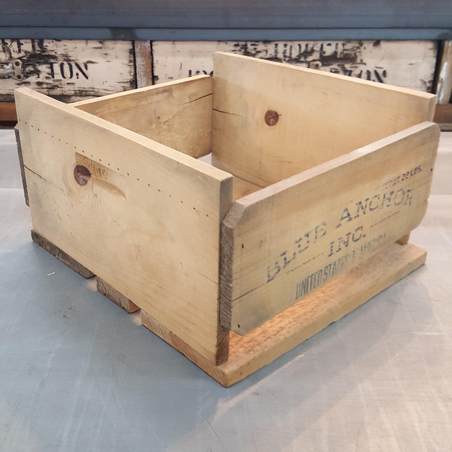 "Blue Anchor" Wood Crate