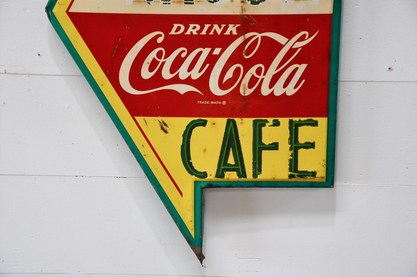 Chuck Wagon Cafe Coca Cola Metal Arrow Sign