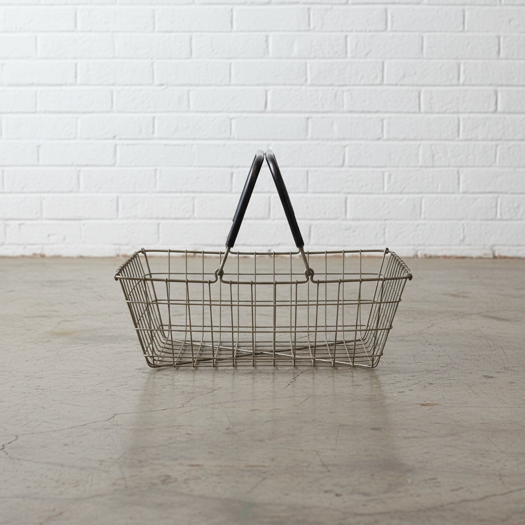 Vintage Wire Handheld Shopping Basket