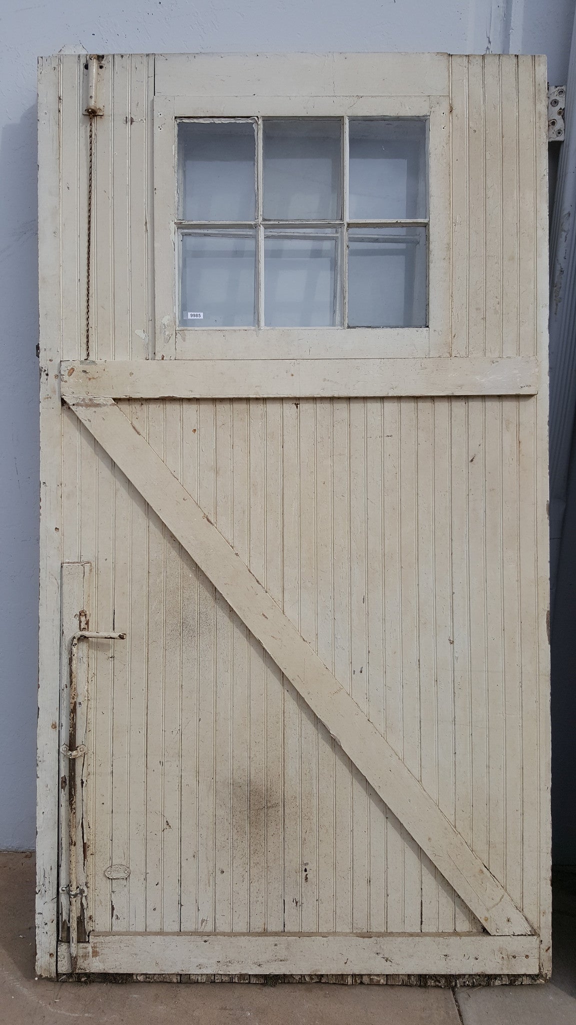 Single White 6 Lite Bead Board Antique Barn Door