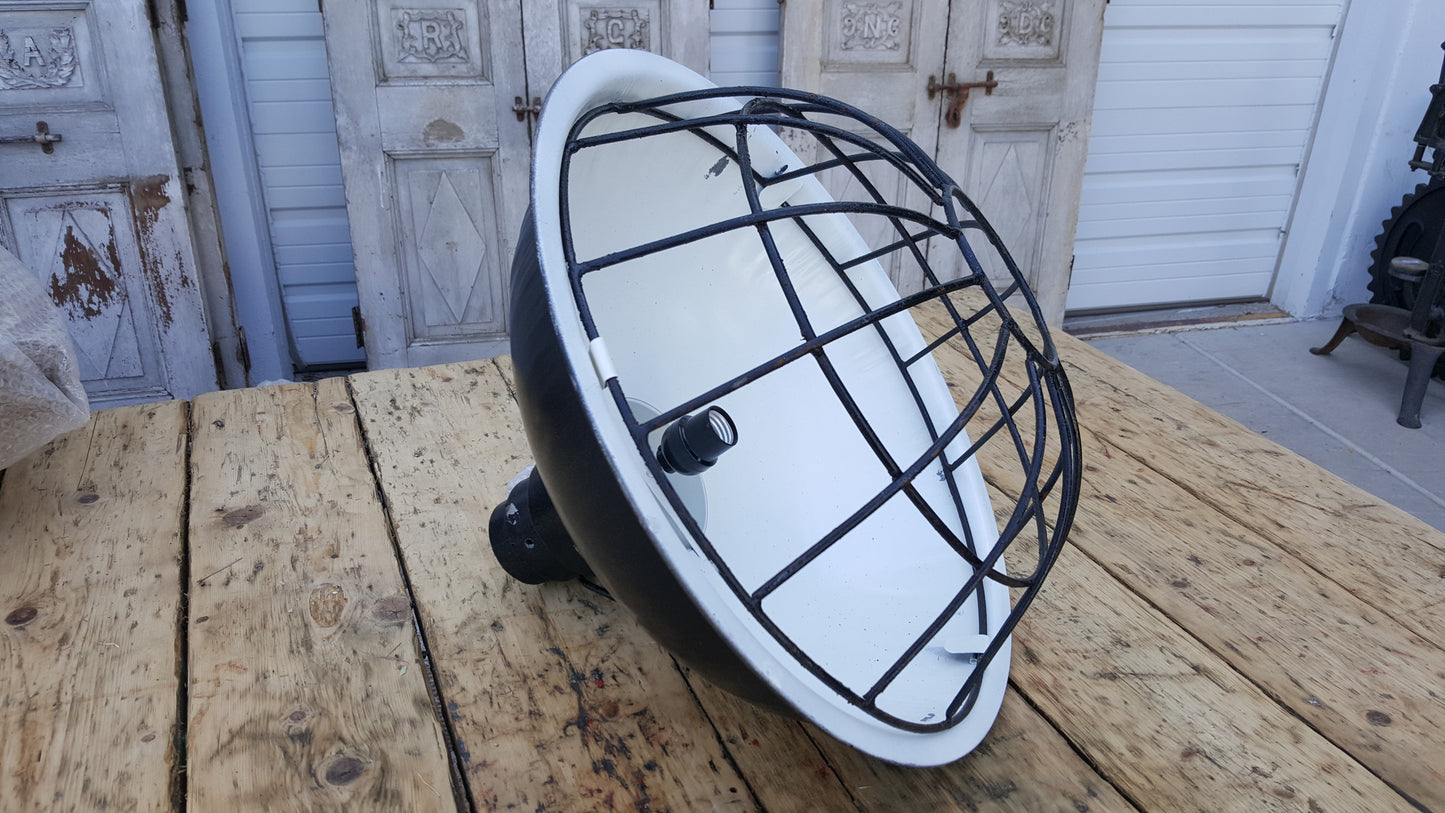 Industrial Black Iron Caged Pendant Light