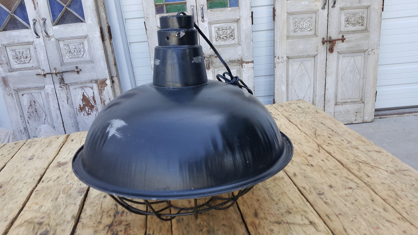 Industrial Black Iron Caged Pendant Light