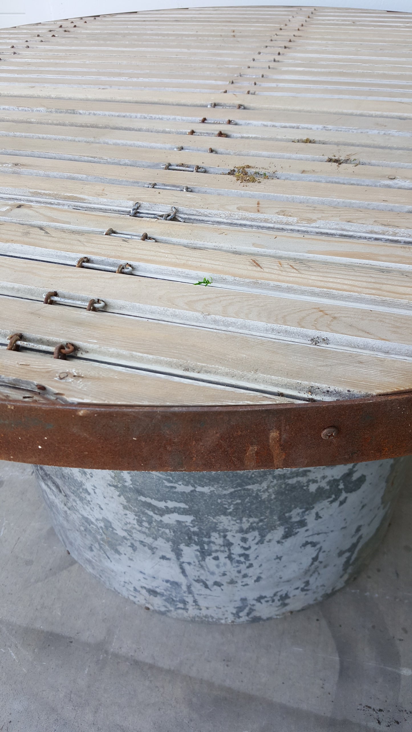 Steel Base Table with Reclaimed Oak Top