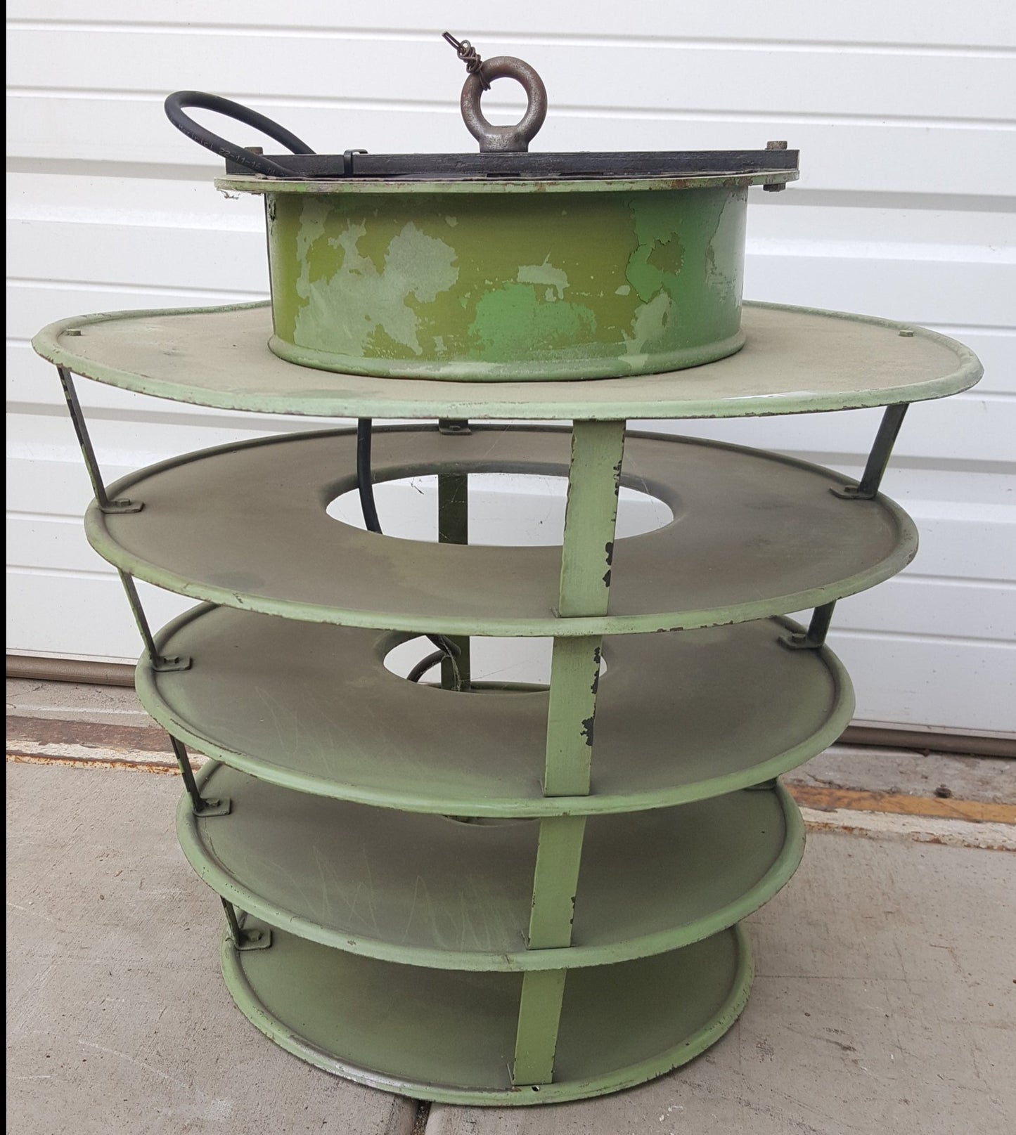 Antique Green Metal Pendant Light, c.1930 Holland