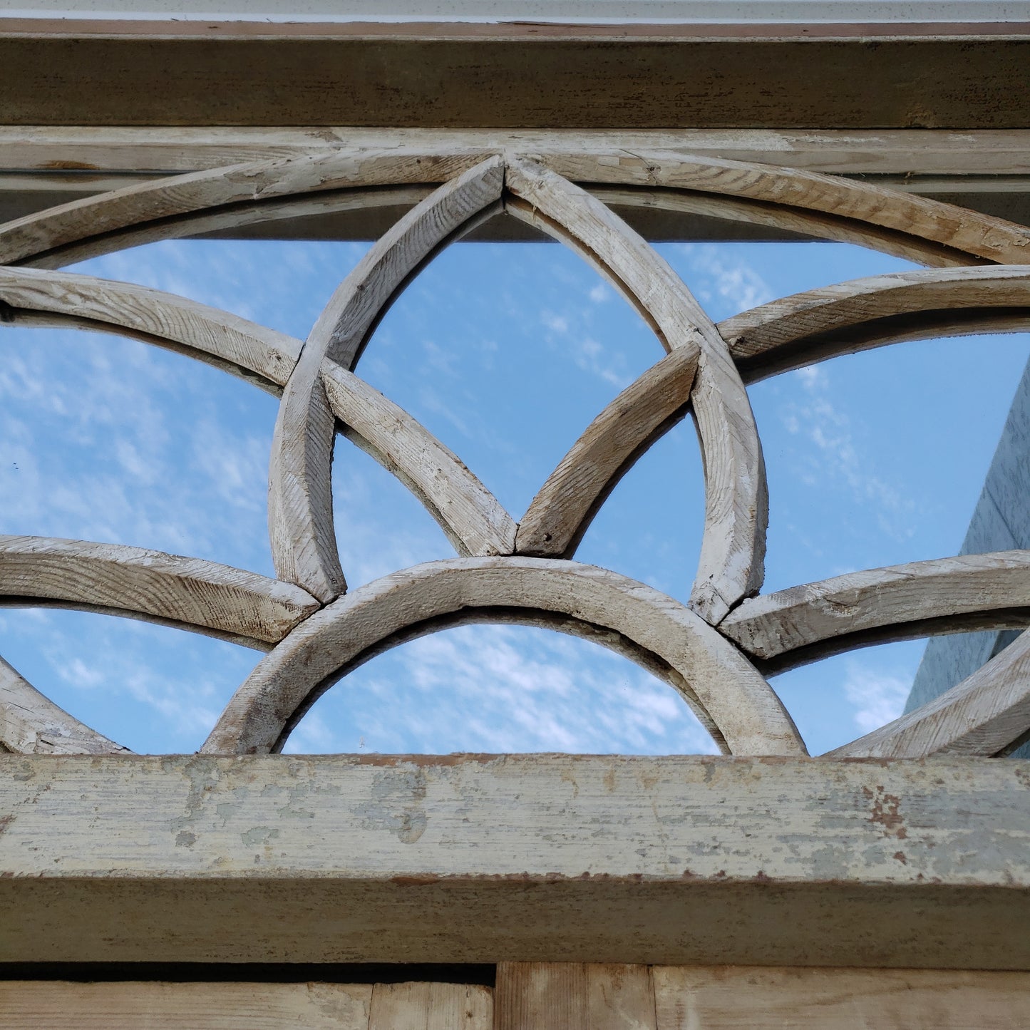 Pair of Mirrored Antique Doors/Windows with Flower Transom