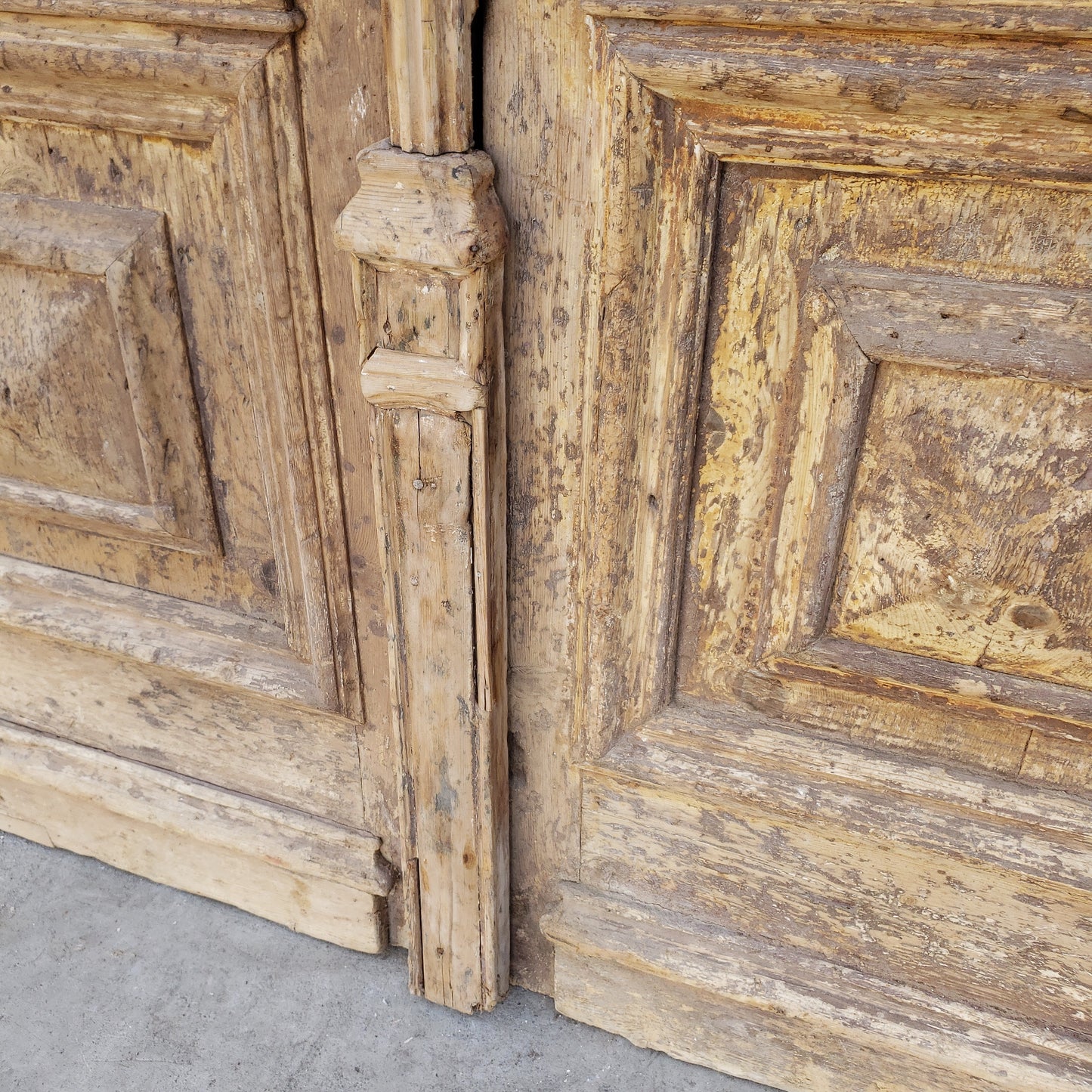 Pair of Wood Single Lite Carved Antique Doors
