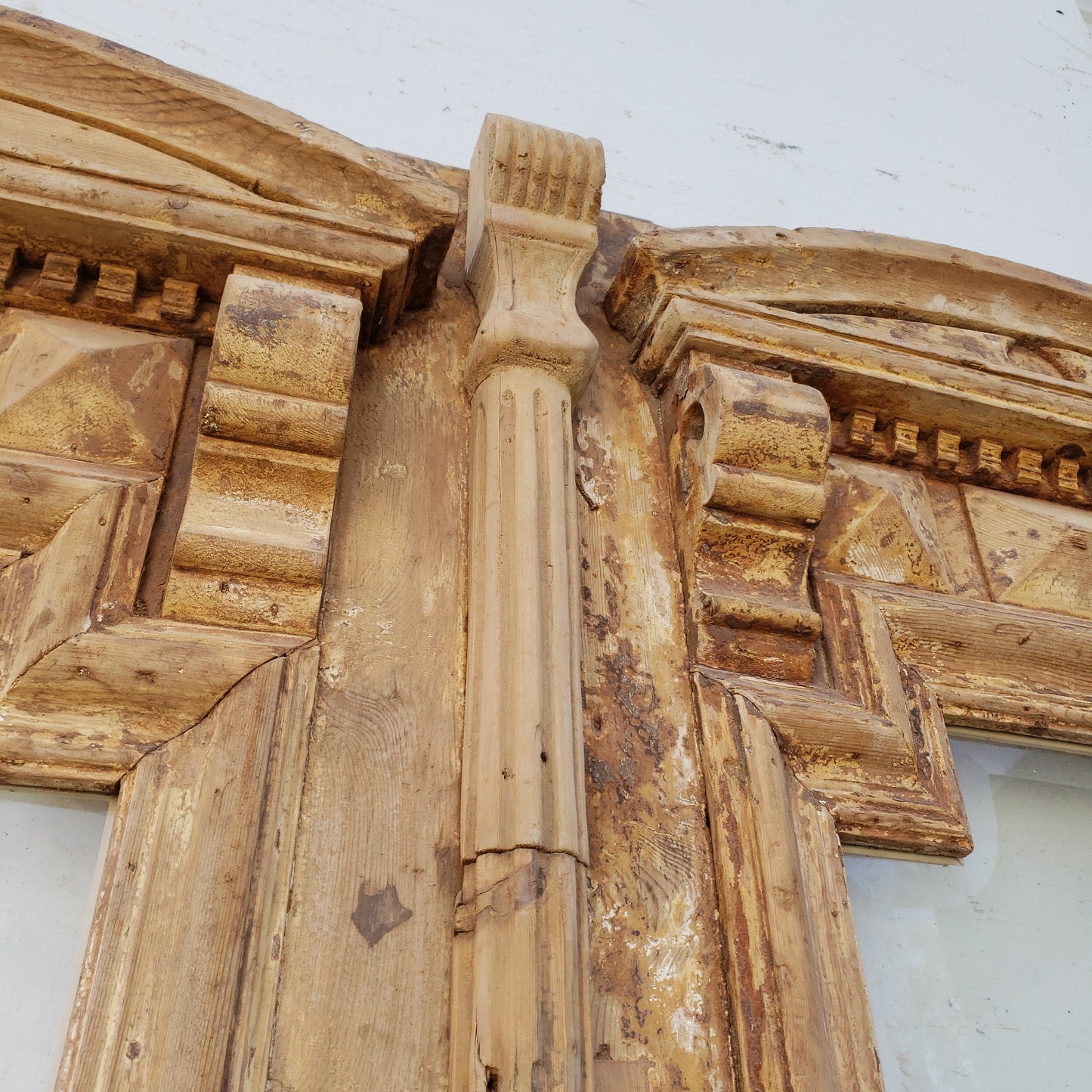 Pair of Wood Single Lite Carved Antique Doors