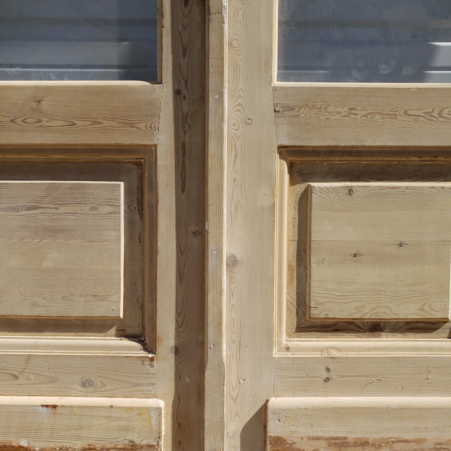 Set of 4 Washed Wood 5 Lite Antique Doors