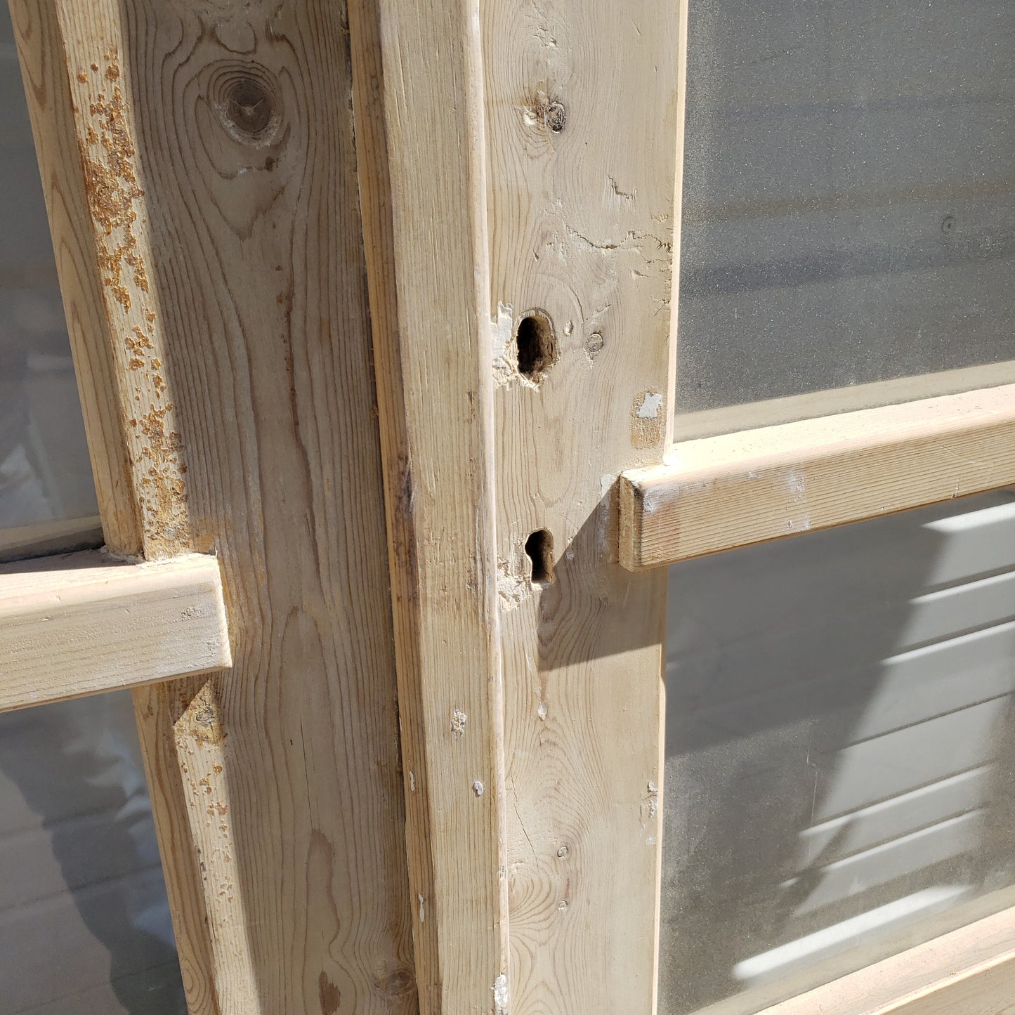 Set of 4 Washed Wood 5 Lite Antique Doors