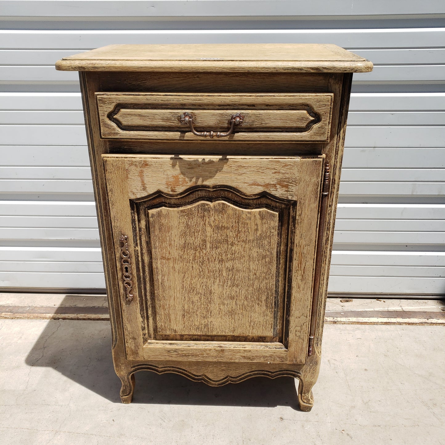 Bleached French Antique Side Cabinet / Nightstand