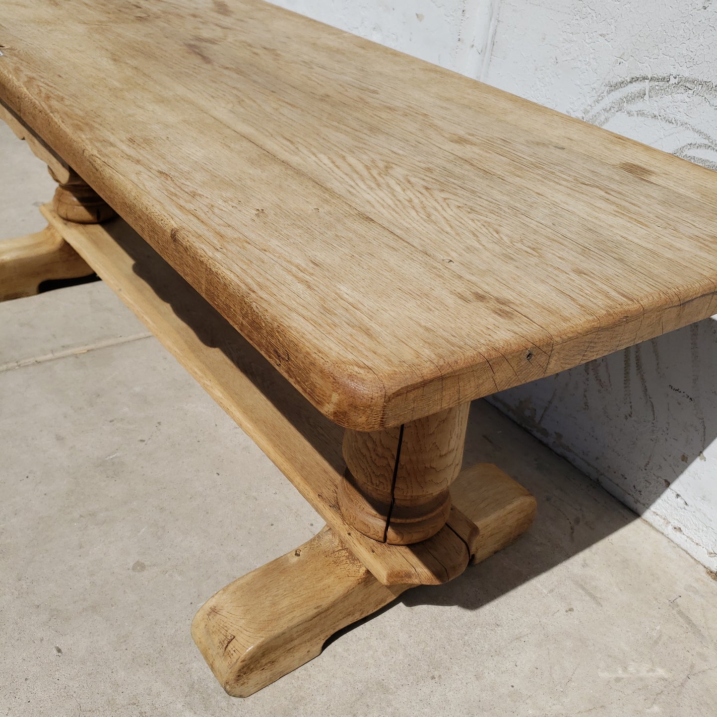 Bleached French Dining Table with Single Drawer