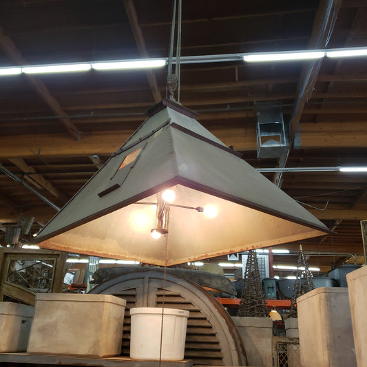 Repurposed Architectural Zinc Element Pendant Light