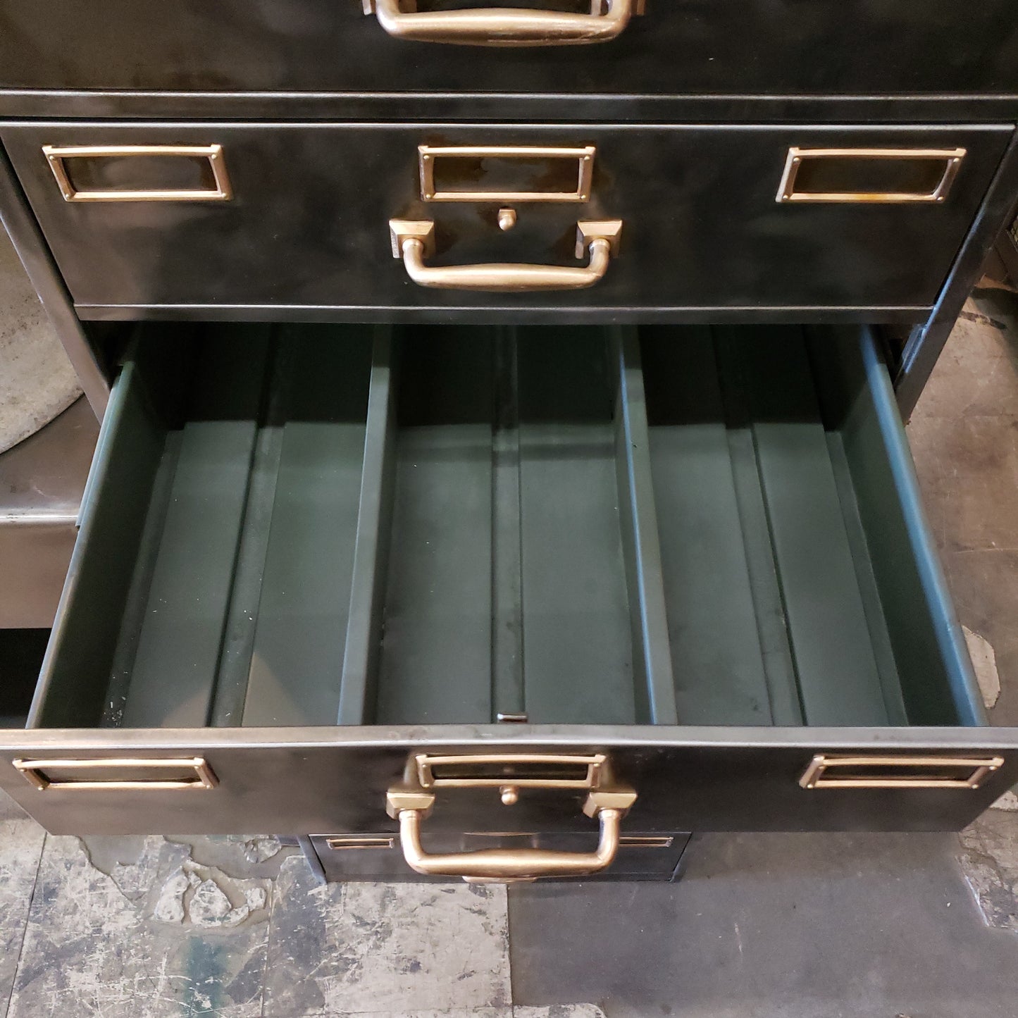 Stripped Metal 8 Drawer File Cabinet