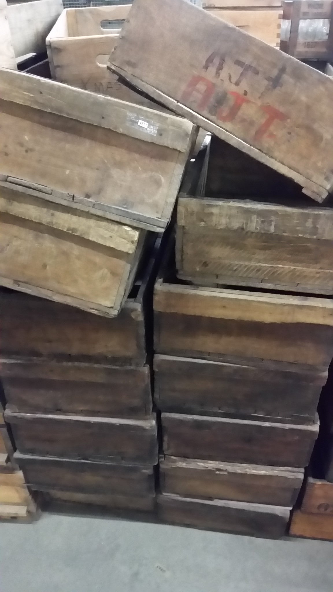 Wood Crate with Painted Numbers/Letters