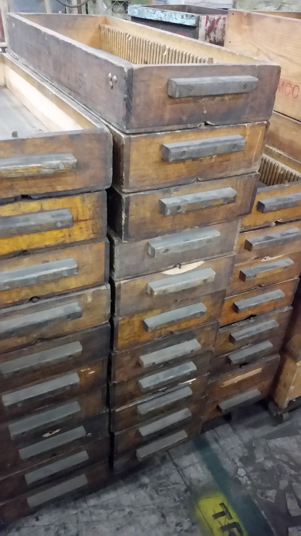 Wood Factory Drawer with Graphics on Side